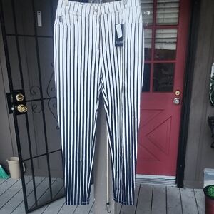 Black and White Striped Trousers with Relaxed Fit Italian Made NwT $260